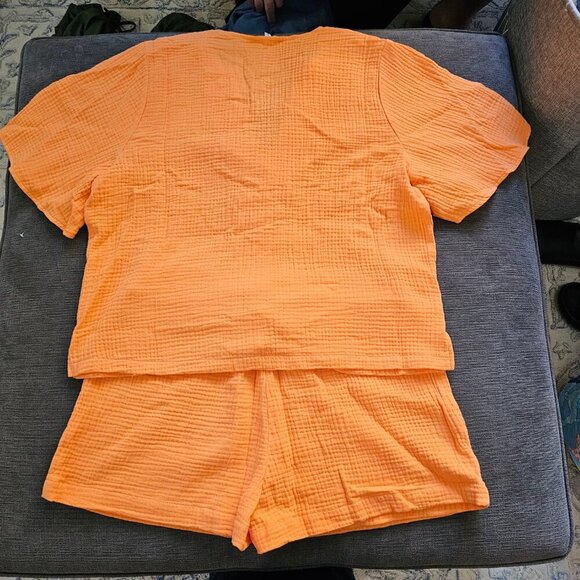 S'edge Rowan Top Shirt & Leslie Skorts 2 Piece Women's Orange Button Front set L - Picture 8 of 14